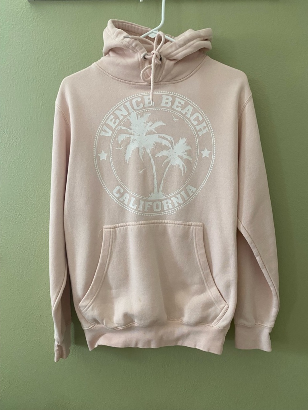 S Venice Beach California Pullover Hoodie - Pale Pink